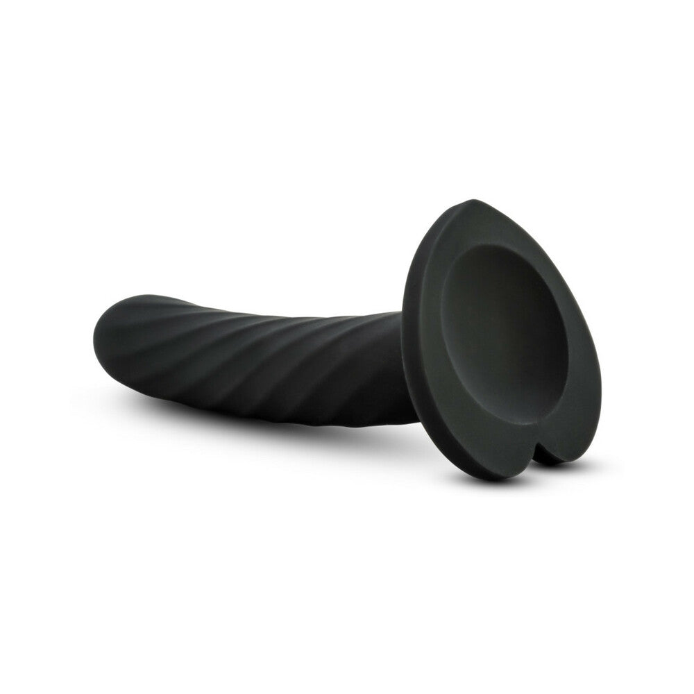 Temptasia Twist 5.5 inches Curved Dildo with Heart-Shaped Suction Cup Medium Black
