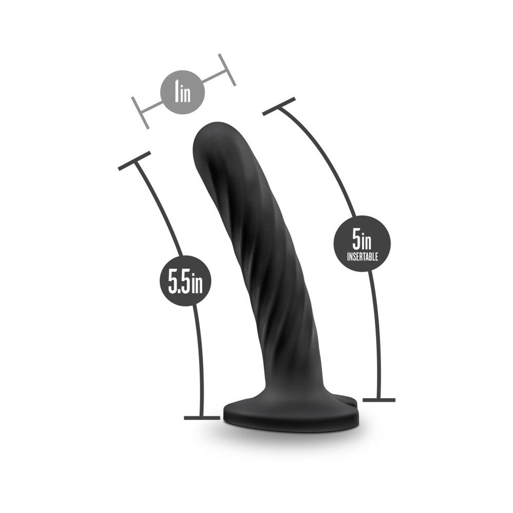 Temptasia Twist 5.5 inches Curved Dildo with Heart-Shaped Suction Cup Medium Black