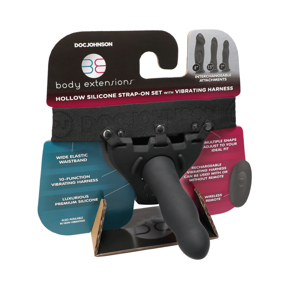 Be Daring Body Extensions Hollow Slim Dong Strap-On 2-Piece Set Black