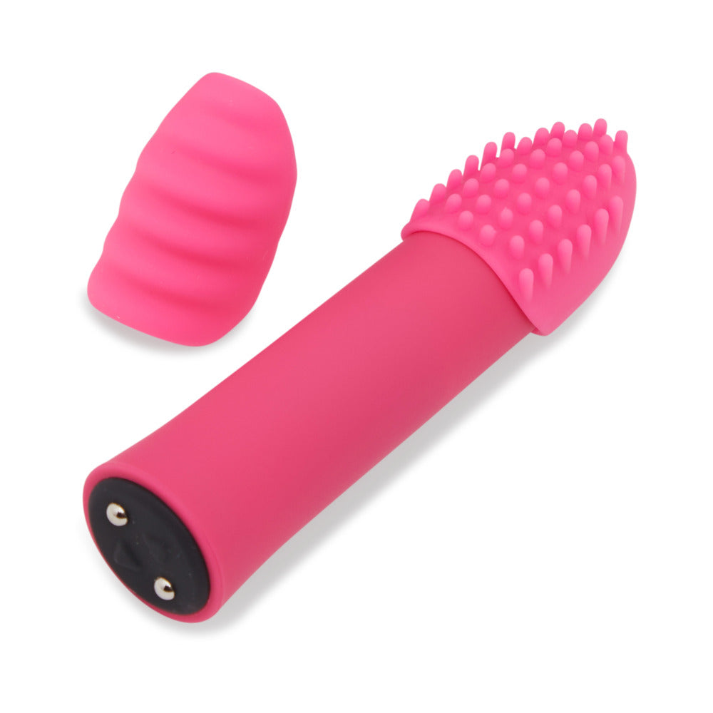 Nu Sensuelle Point Plus Bullet with Sleeves Pink featuring silicone textured sleeves for enhanced stimulation.