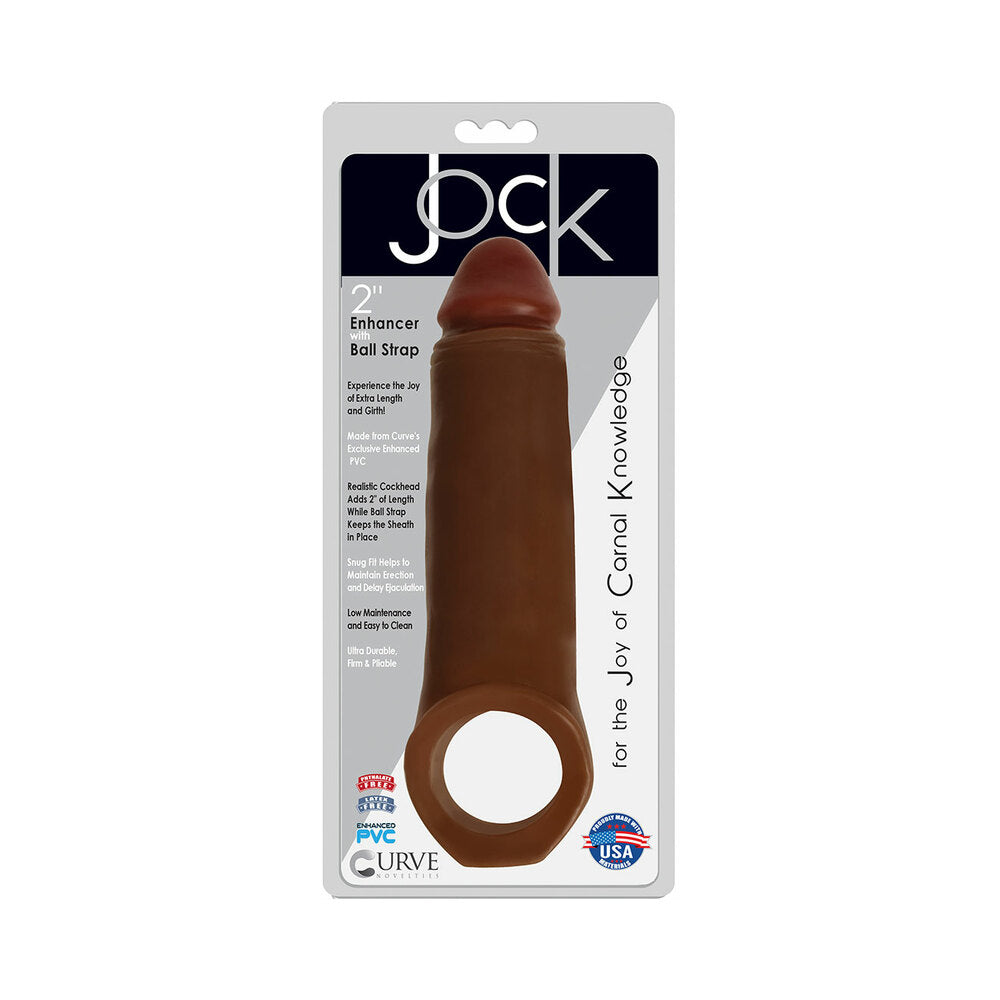 Jock 2 inches Enhancer with Ball Strap Extension Sheath Brown packaging on display.