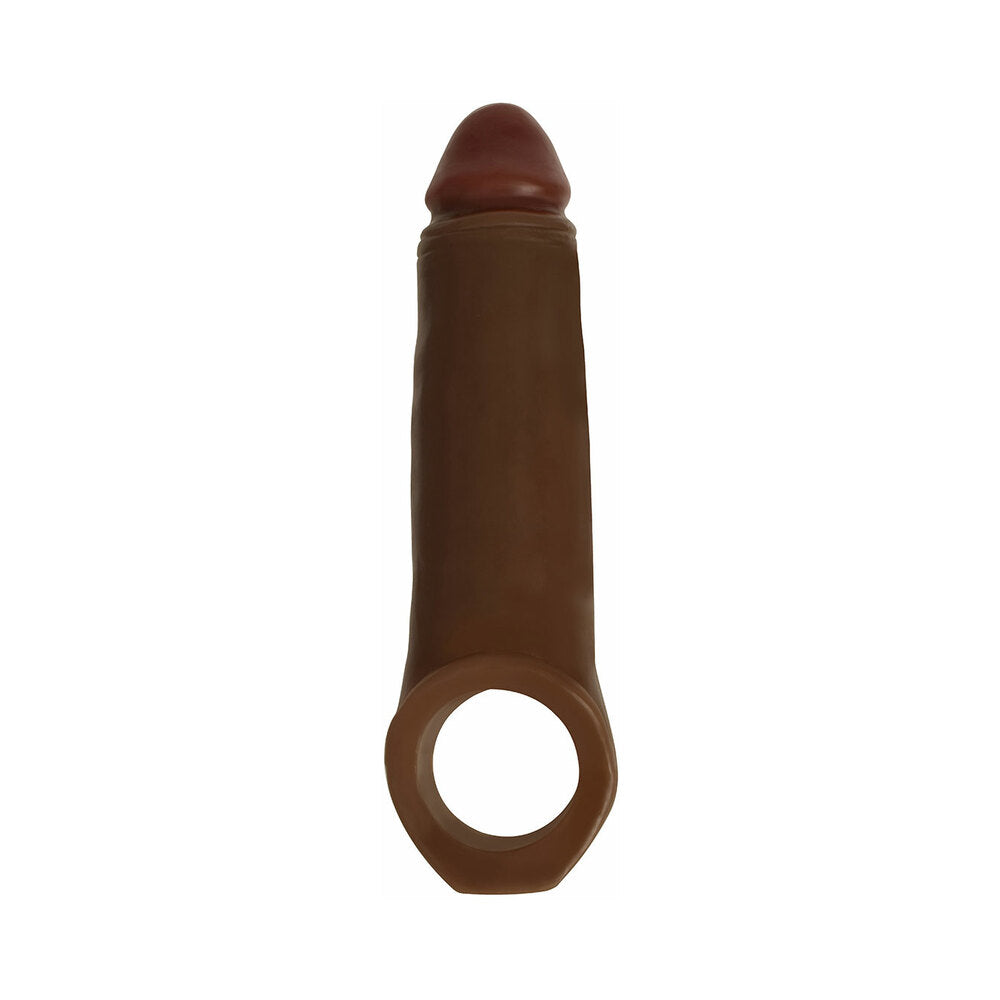 Jock 2 inches Enhancer with Ball Strap Extension Sheath Brown, realistic design with textured shaft and ball strap.
