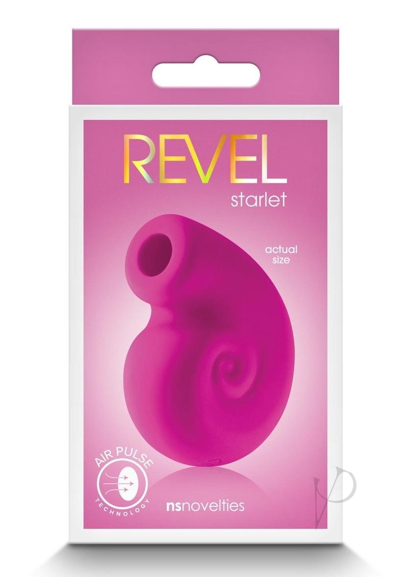 Revel Starlet Rechargeable Silicone Clitoral Stimulator Pink packaging with air pulse technology.