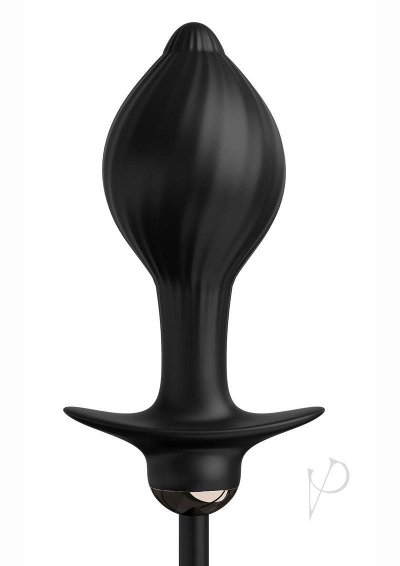 Anal Fantasy Elite Auto-Throb Inflatable Vibrating Plug showcasing a sleek black silicone design for enhanced pleasure.
