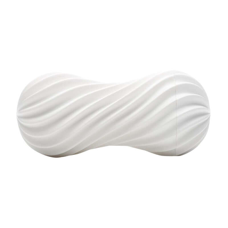 Tenga FLEX Silky White Stroker with spiral-ribbed design for dynamic pleasure and unique sensation.