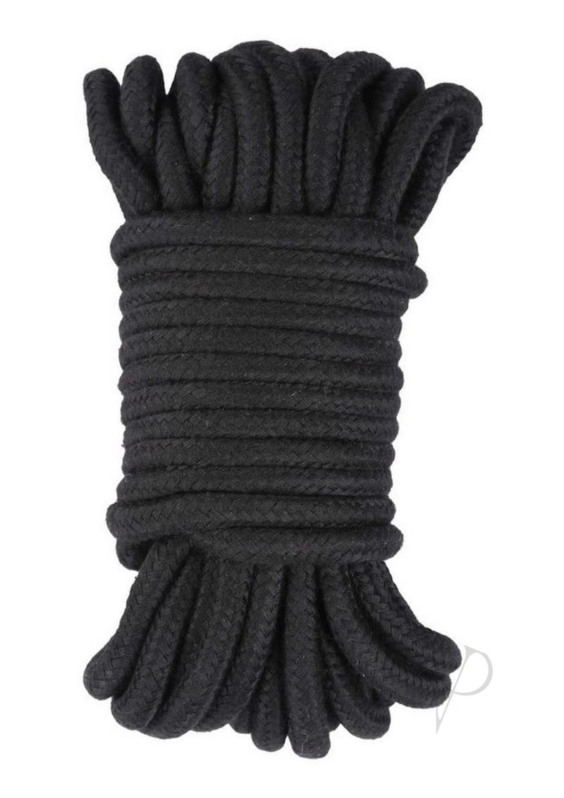 Me You Us Tie Me Up Rope 10 Meter Cotton Black neatly coiled for bondage and creative restraint.