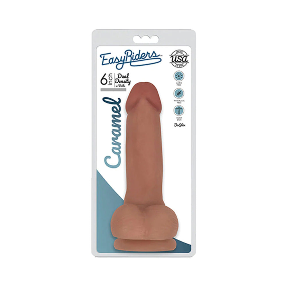 Curve Toys Easy Riders 6 inches Dual Density Dildo with Balls & Suction Cup Tan
