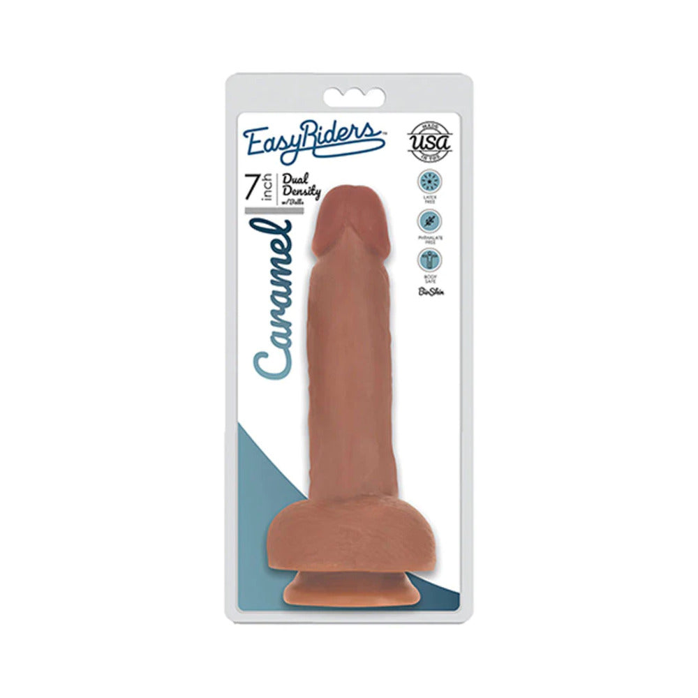 Curve Toys Easy Riders 7 inches Dual Density Dildo with Balls & Suction Cup Tan