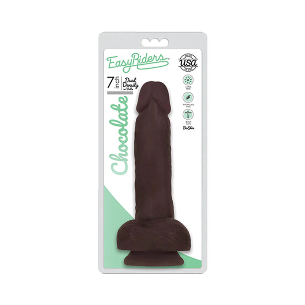 Curve Toys Easy Riders 7 inches Dual Density Dildo with Balls & Suction Cup Brown