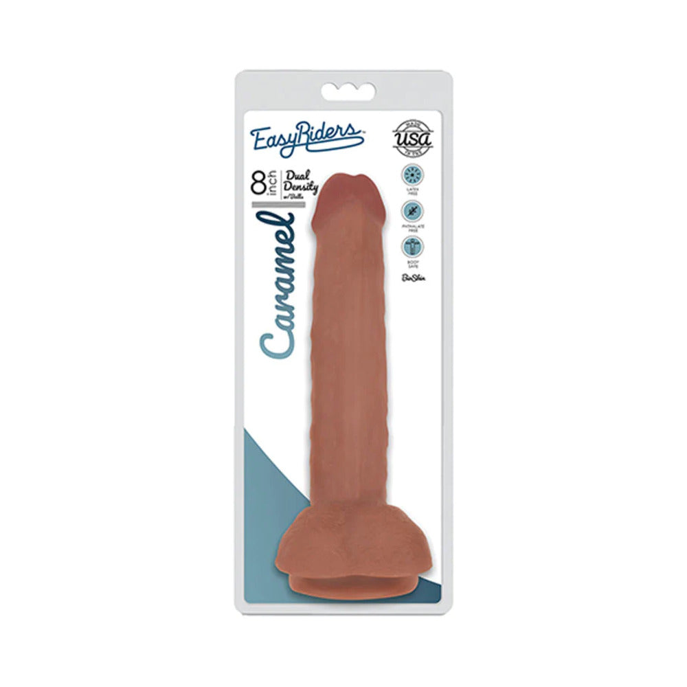 Curve Toys Easy Riders 8 inches Dual Density Dildo with Balls & Suction Cup Tan