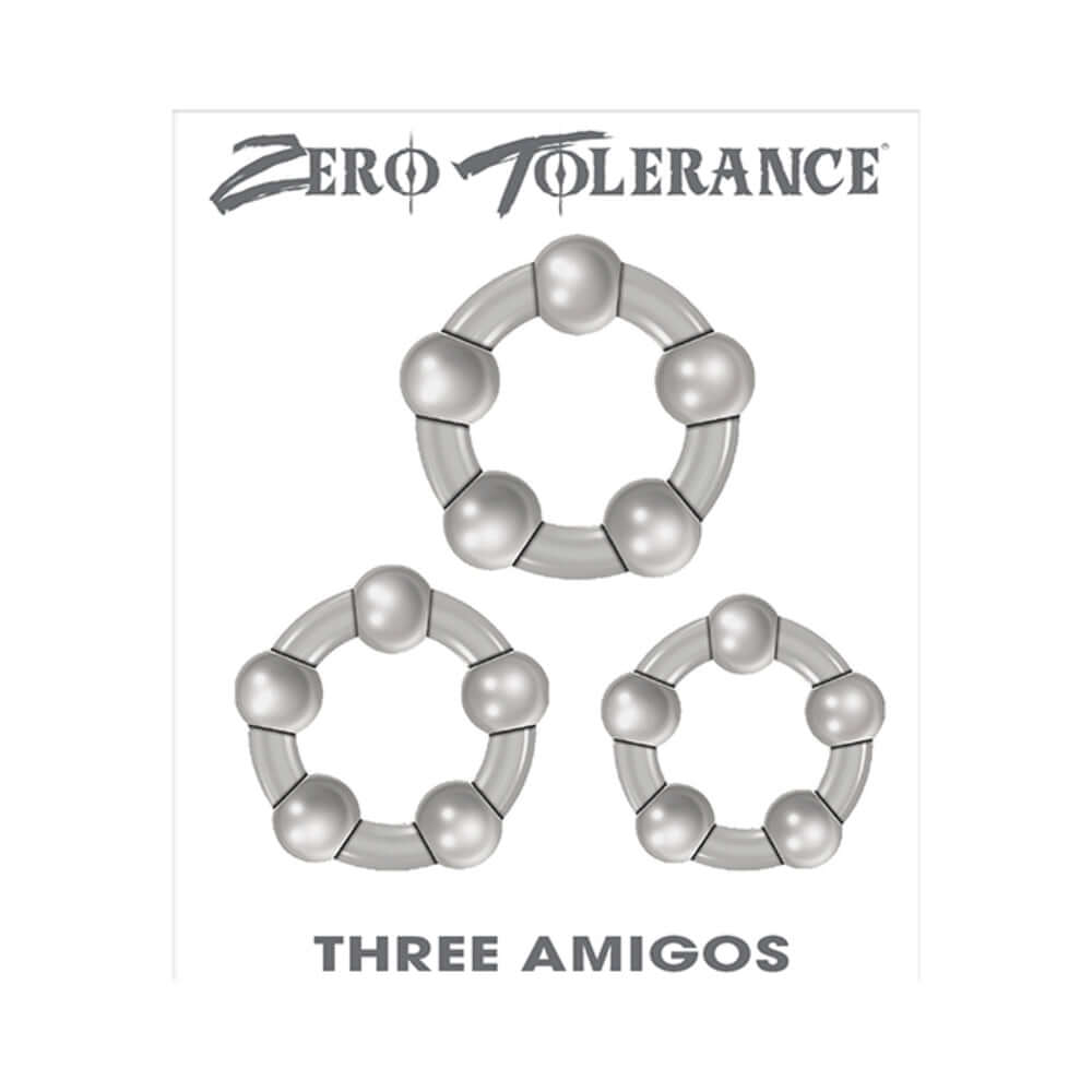Zero Tolerance Three Amigos 3-Piece Cockring Set Clear