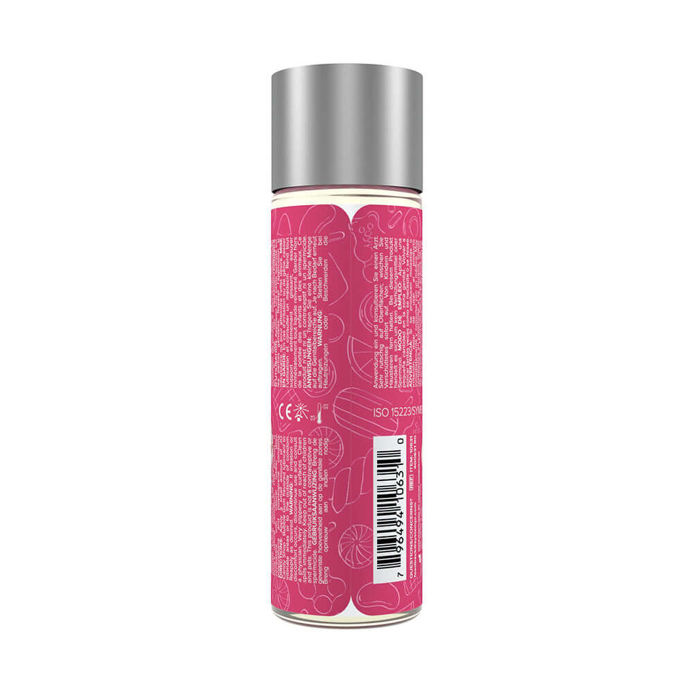 JO Candy Shop Cotton Candy Water-Based Lubricant 2 Oz bottle with pink design and ingredient label on back.