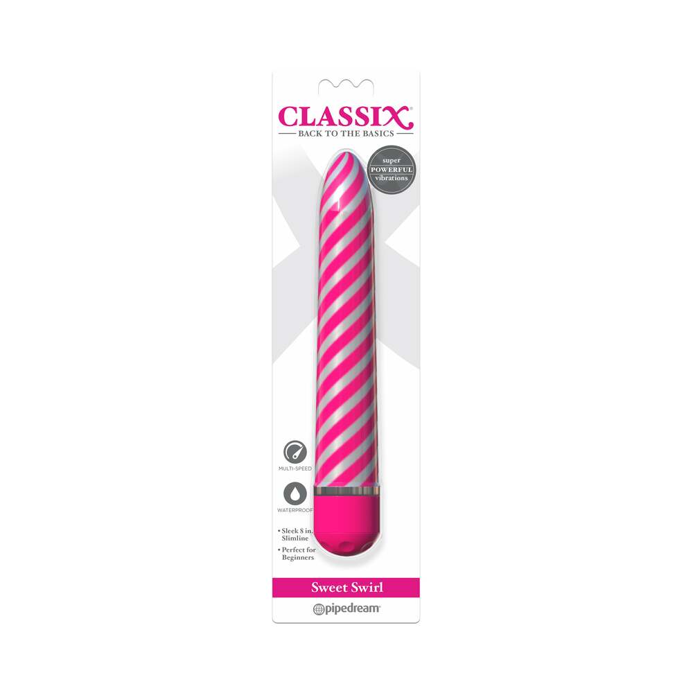 Classix Sweet Swirl 8 inches Slimline Vibrator Pink