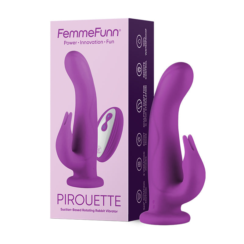 FemmeFunn Pirouette 8 inches Dual-Stimulation Rotating Vibrating Dildo Purple