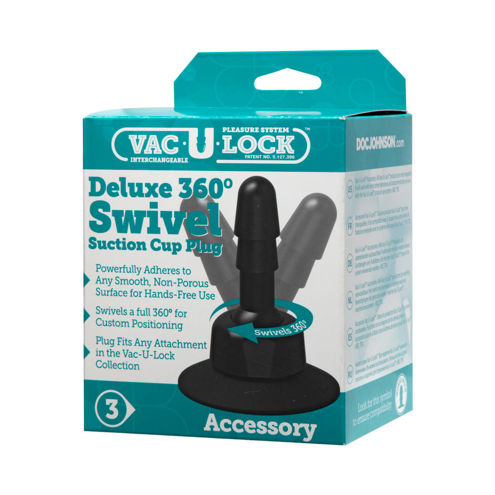 Vac-U-Lock - Deluxe 360° Swivel Suction Cup Plug- Black