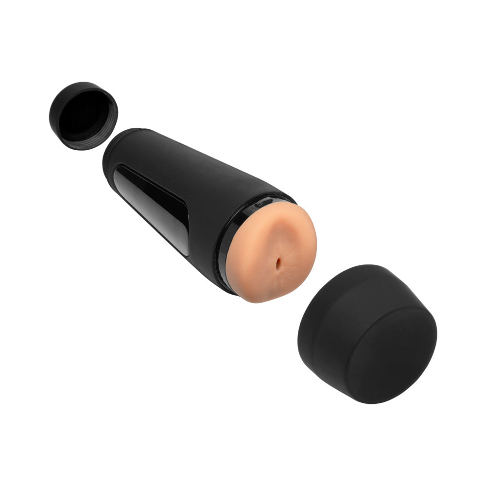 Man Squeeze Ryan Bones ULTRASKYN Ass Stroker Vanilla in a black hard-case with textured interior.