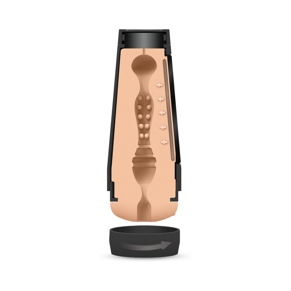 Man Squeeze Ryan Bones ULTRASKYN Ass Stroker Vanilla showcasing its intricate inner texture and design.