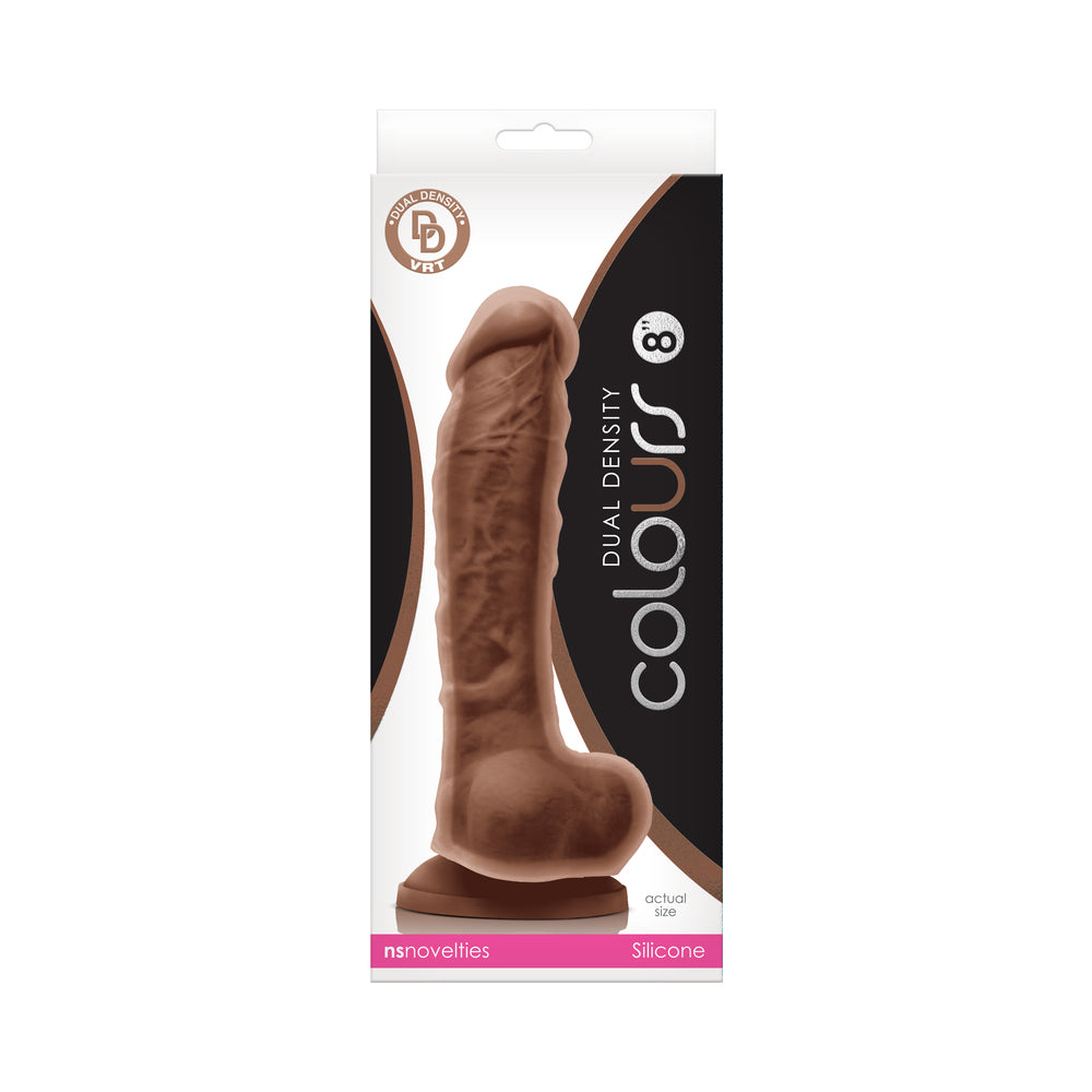 Colours Dual Density 8 inches Dildo Brown