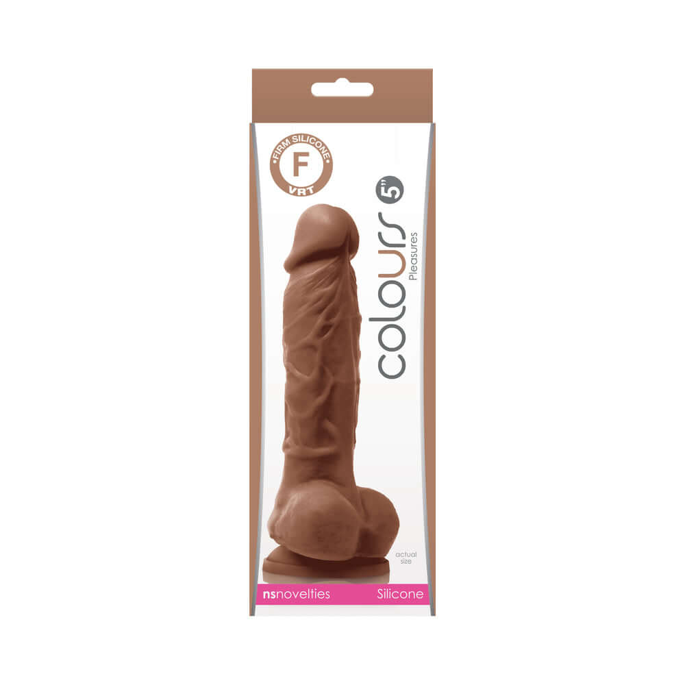 Colours Pleasures 5 inches Dildo Brown in realistic molded silicone with suction cup feature.