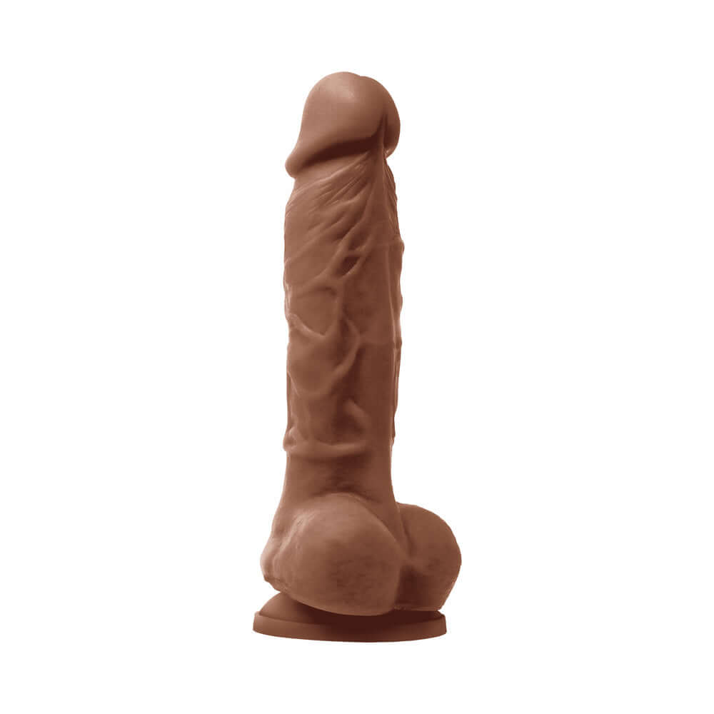 Colours Pleasures 5 inches Dildo Brown, realistic silicone dildo with suction cup, 5 inch insertable length, brown color.