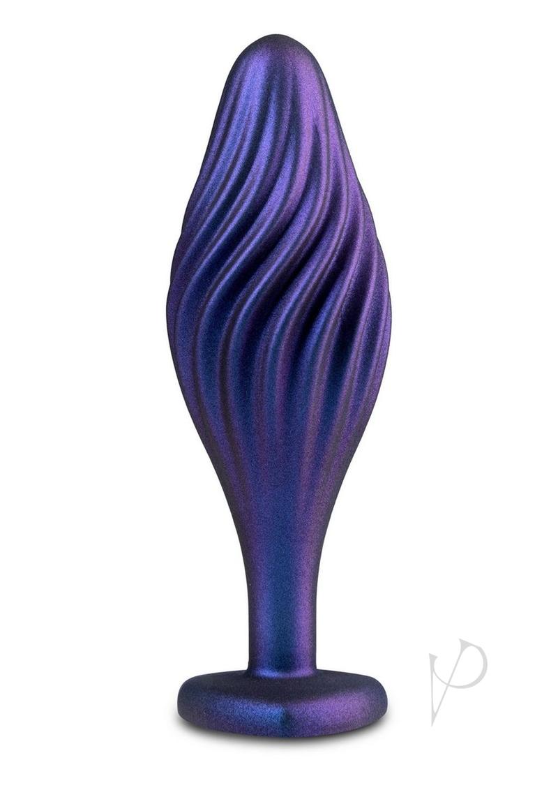 Anal Adventures Matrix Swirling Silicone Plug Sapphire Blue in vibrant sapphire blue with textured swirls for enhanced pleasure.