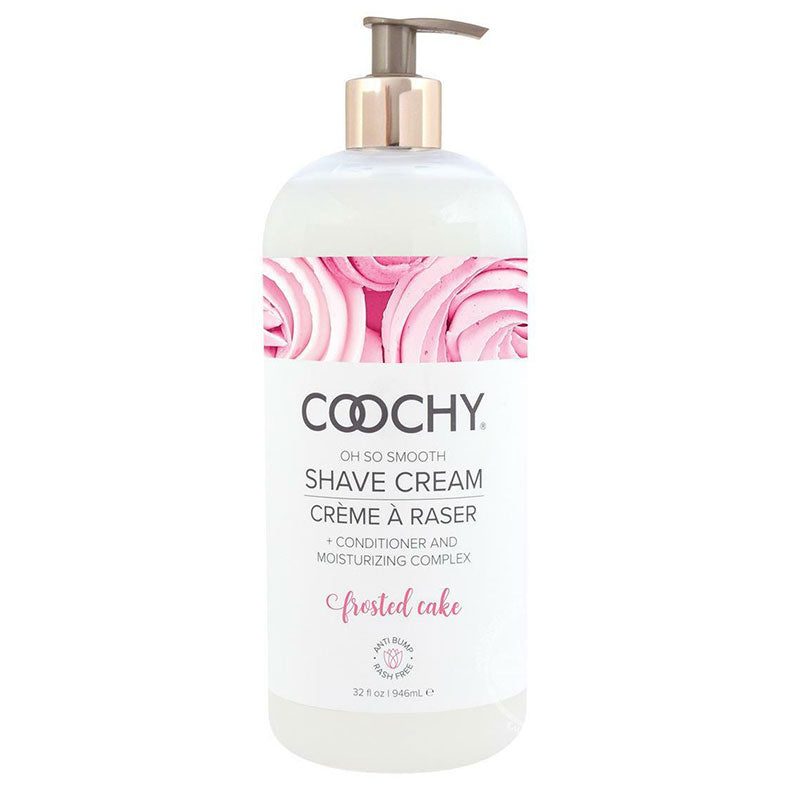 Coochy Shave Cream Frosted Cake 32 Oz. moisturizing shave cream for smooth skin and delightful fragrance.