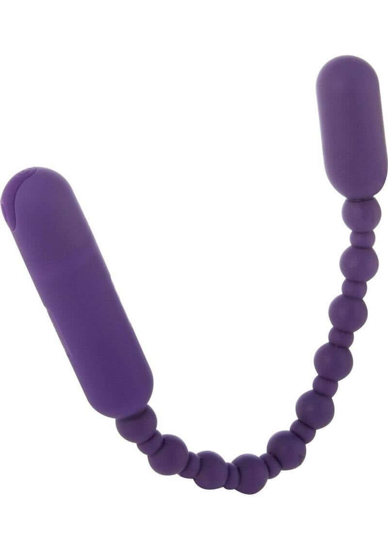 PowerBullet Rechargeable Booty Beads 10 inch Purple showing flexible design and connected beads for customizable stimulation.