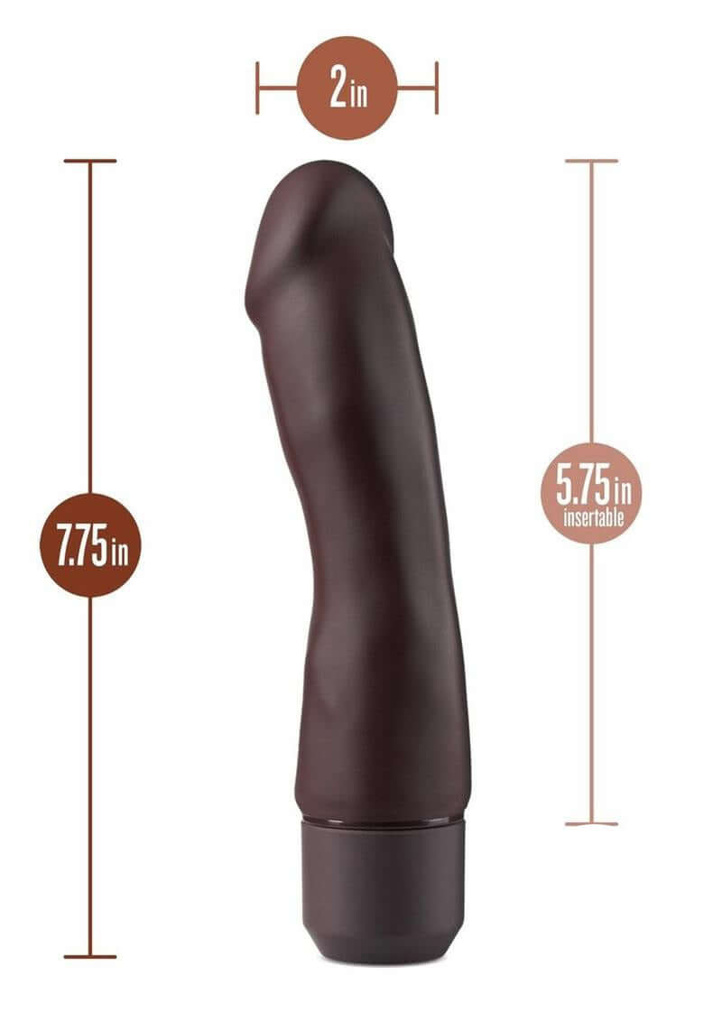 Dr Skin Silicone Dr Steve Vibrating Dildo 7 inch Dark dimensions showing height and insertable length
