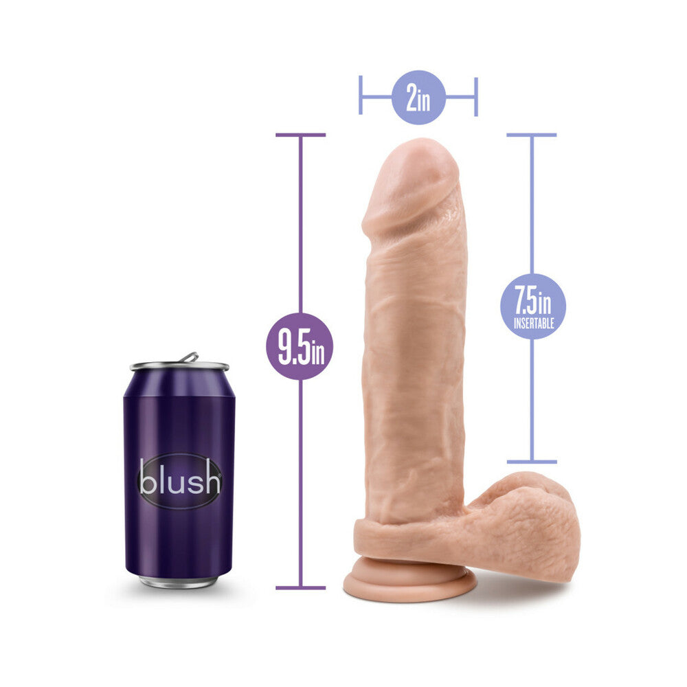 Au Naturel 9.5 inches Posable Dual Density Dildo with Balls Beige