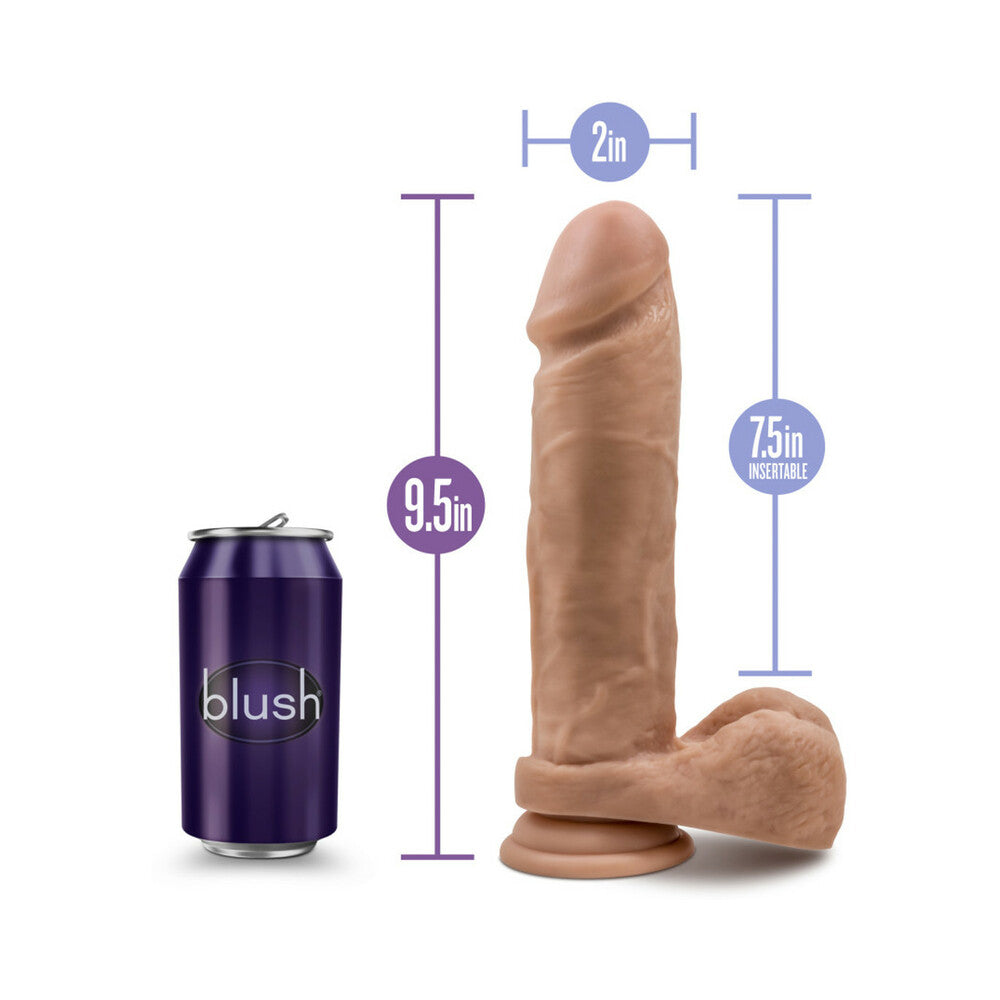 Au Naturel 9.5 inches Posable Dual Density Dildo with Balls Tan
