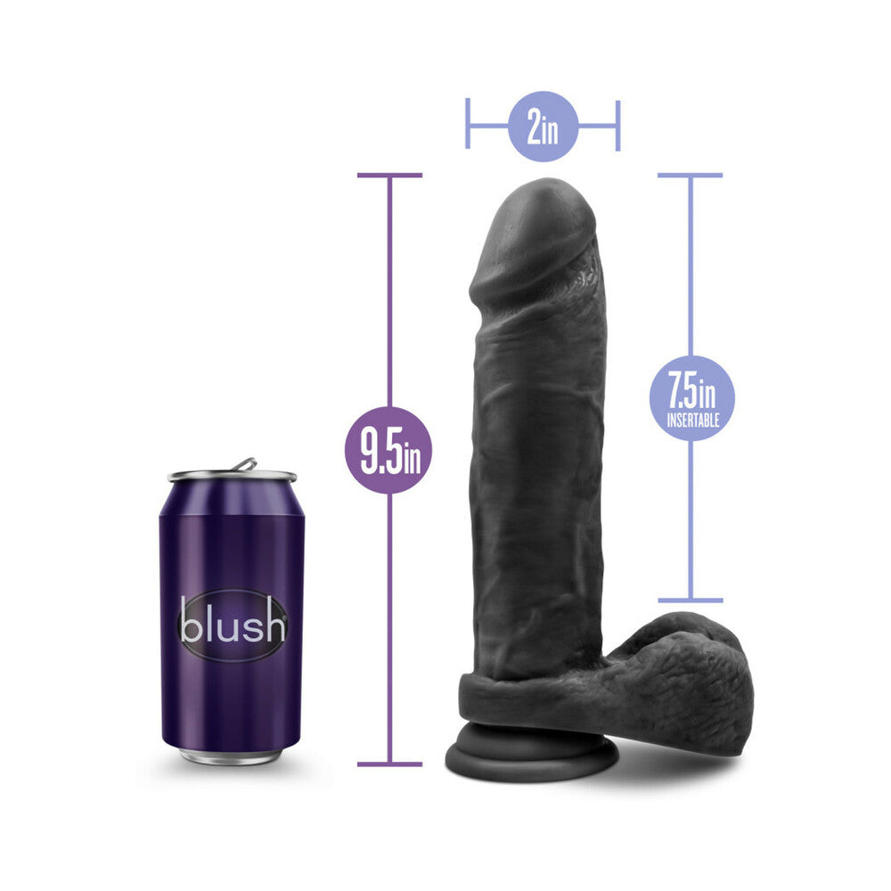 Au Naturel Bold Massive 9 inches Posable Dual Density Dildo with Balls Black