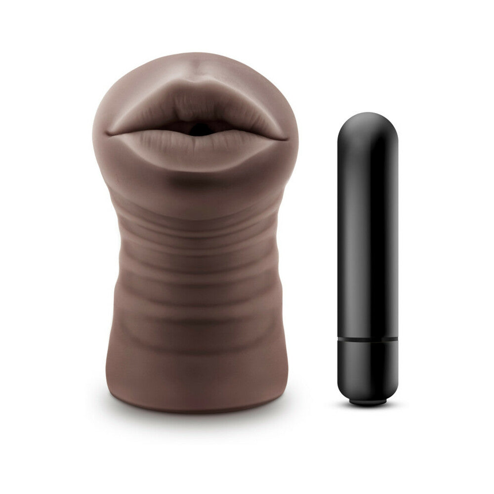 Hot Chocolate Heather Oral Stroker with Bullet Vibrator Brown