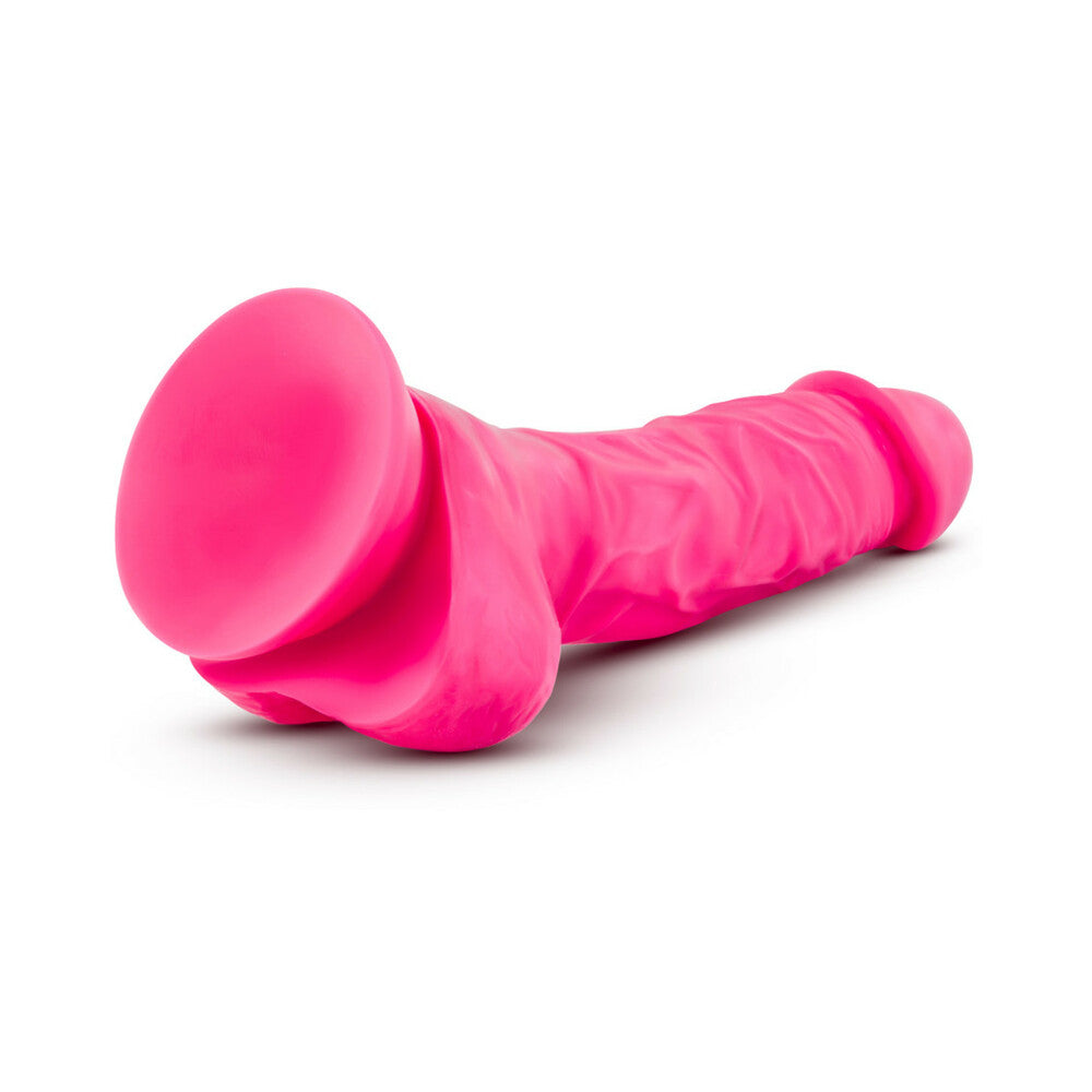 Neo Elite 7.5 inches Silicone Dual Density Dildo with Balls Neon Pink
