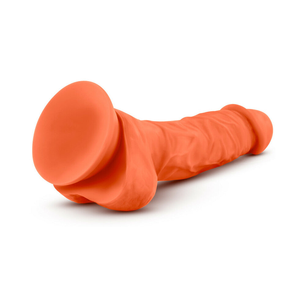 Neo Elite 7.5 inches Silicone Dual Density Dildo with Balls Neon Orange