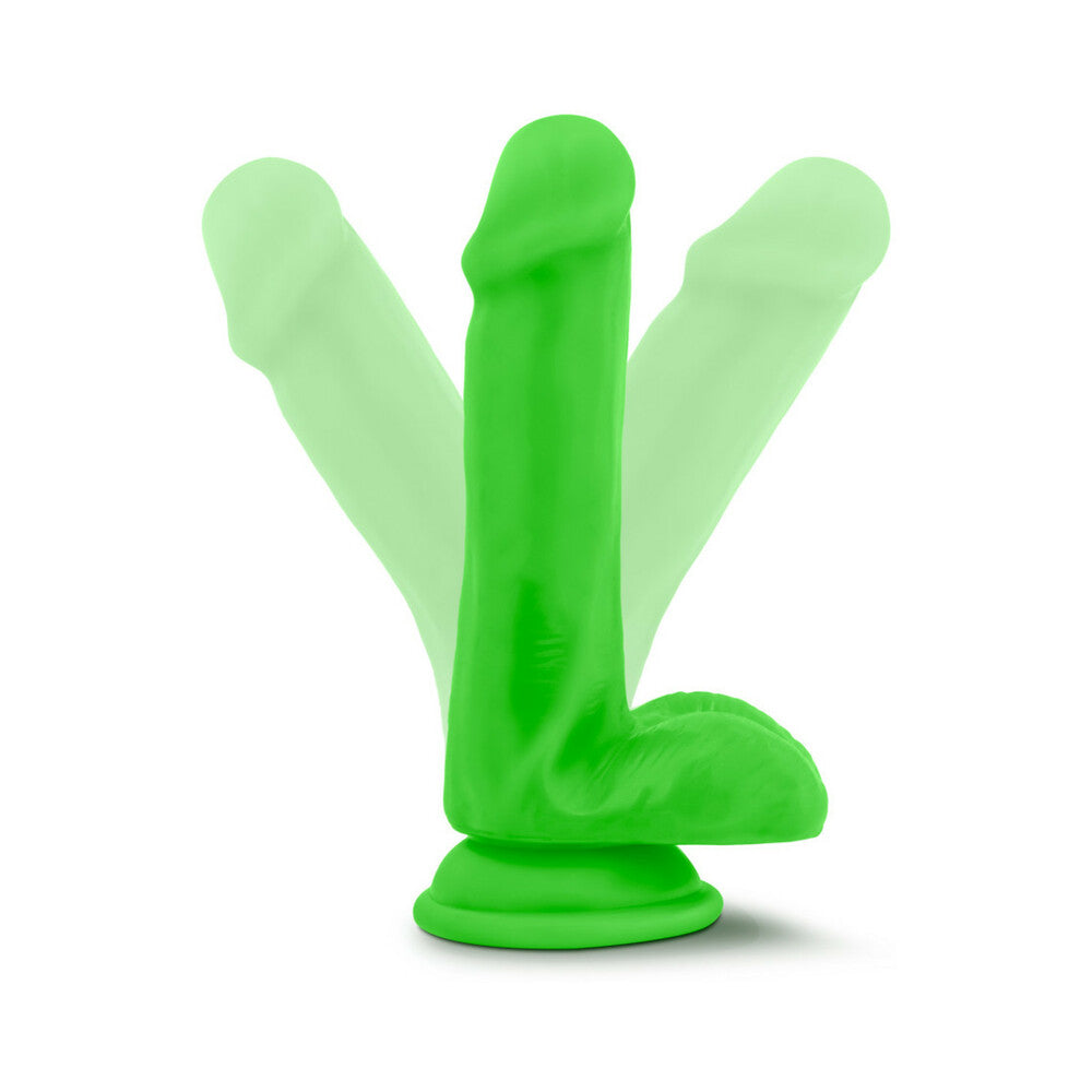 Neo Elite 6 inches Silicone Dual Density Dildo with Balls Neon Green