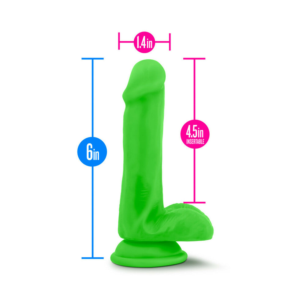 Neo Elite 6 inches Silicone Dual Density Dildo with Balls Neon Green