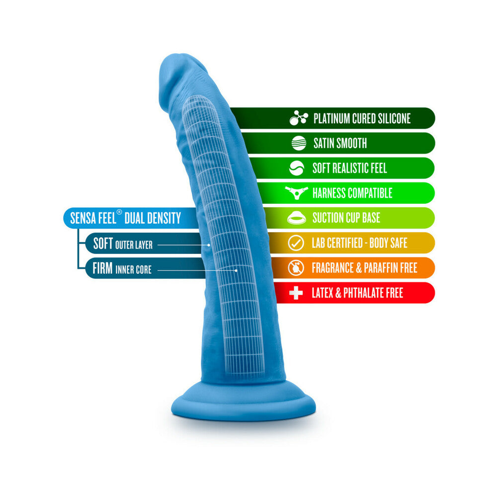 Neo Elite 7.5 inches Silicone Dual Density Dildo Neon Blue