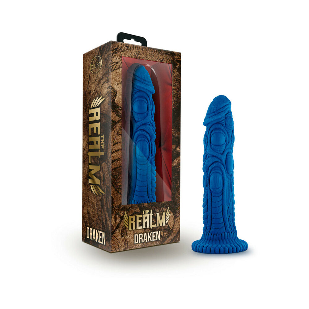 The Realm Draken 7.5 inches Silicone Lock On Fantasy Dildo Blue