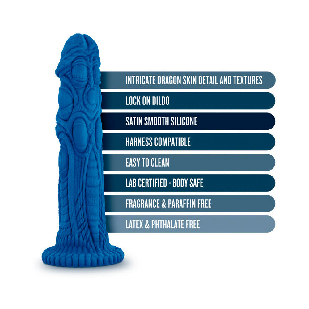 The Realm Draken 7.5 inches Silicone Lock On Fantasy Dildo Blue