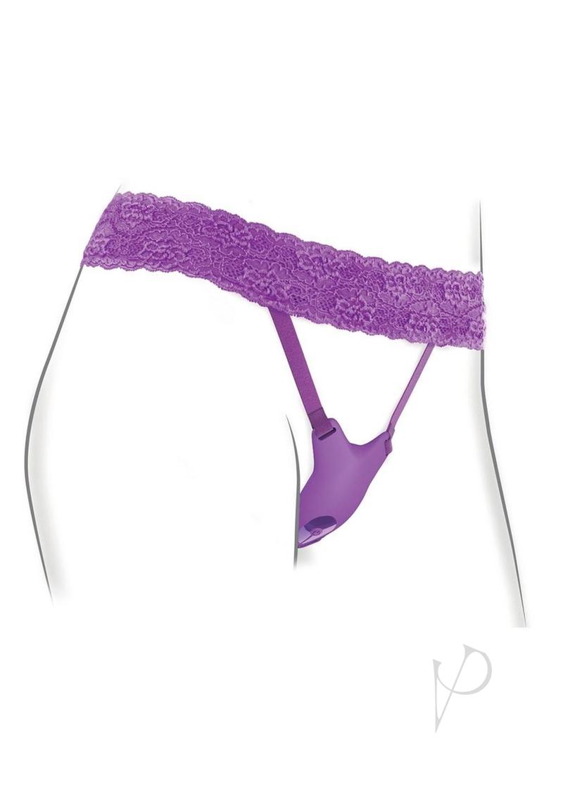 Fantasy For Her Ultimate G-Spot Butterfly Strap-On Purple with lace waistband and adjustable straps.