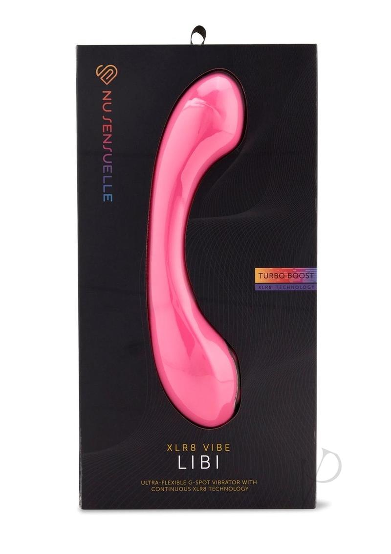 Nu Sensuelle Libi Silicone G-Spot Vibrator Deep Pink packaging showcasing ultra-flexible design.