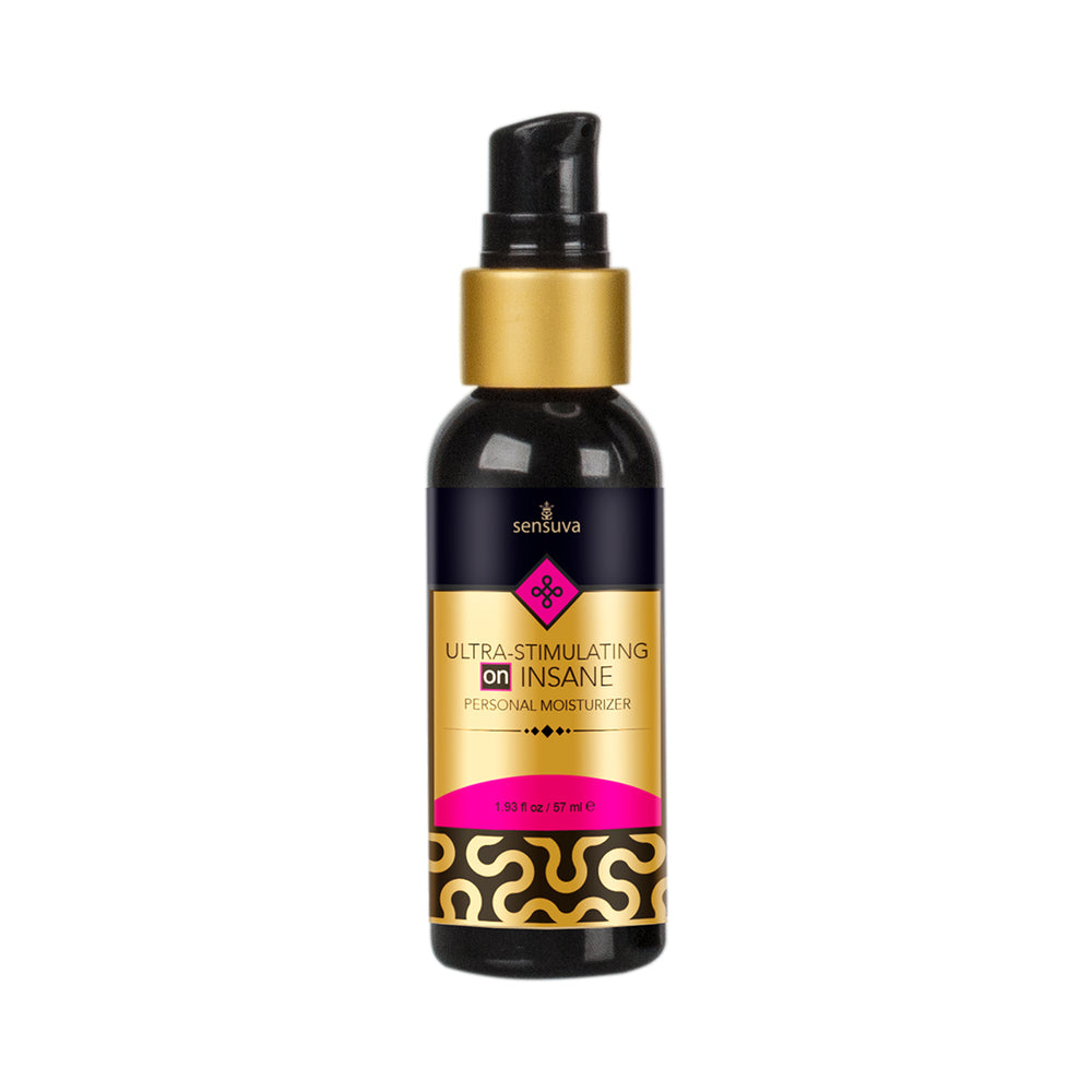Sensuva Ultra-Stimulating ON Insane Personal Moisturizer 2 Oz bottle with organic ingredients and eco-friendly design.