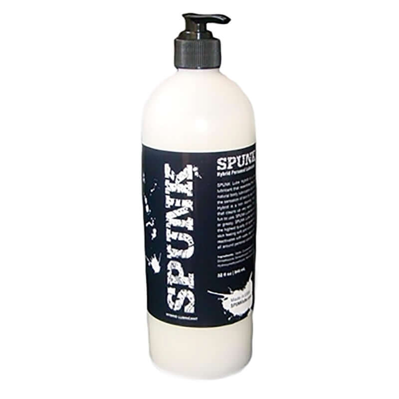 Spunk Lube Hybrid Lubricant 32 Oz bottle with pump, premium hybrid personal lubricant for smooth glide.