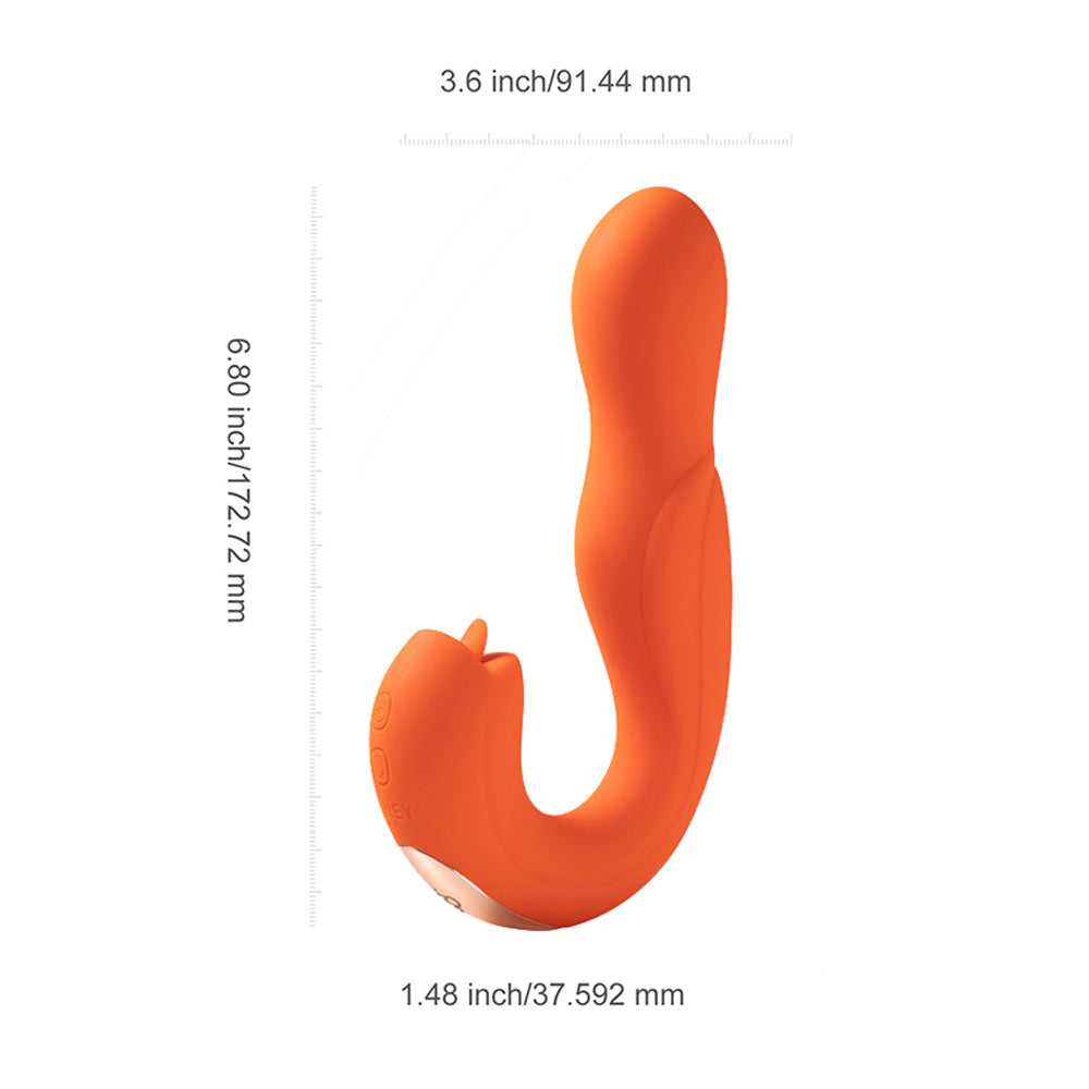 Honey Play Box Joi Rotating G-Spot Rabbit Vibrator with dual stimulation design and flexible tongue for enhanced pleasure.