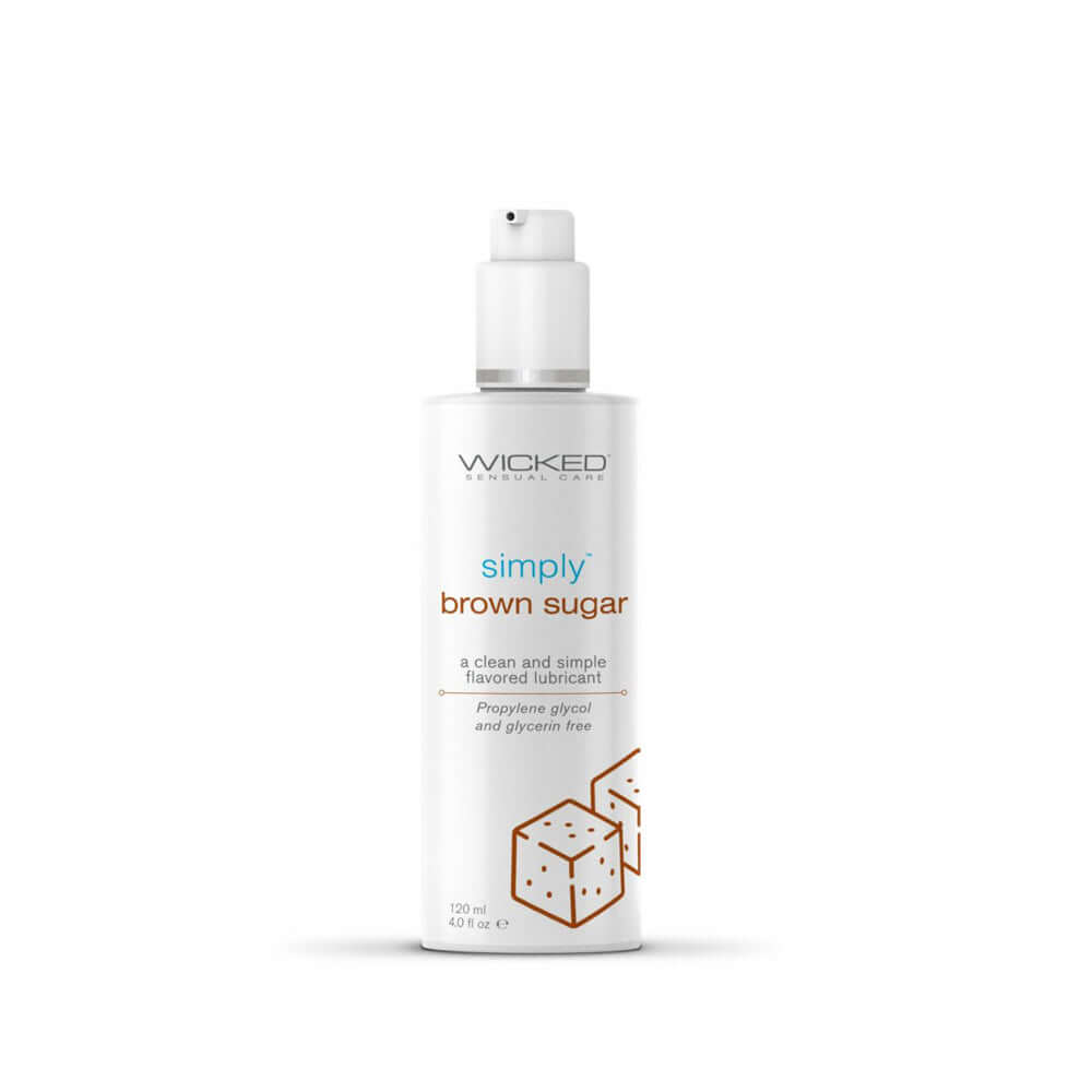 Wicked Simply Brown Sugar Glycerin Free Lubricant 4 Oz bottle with simple and clean design.