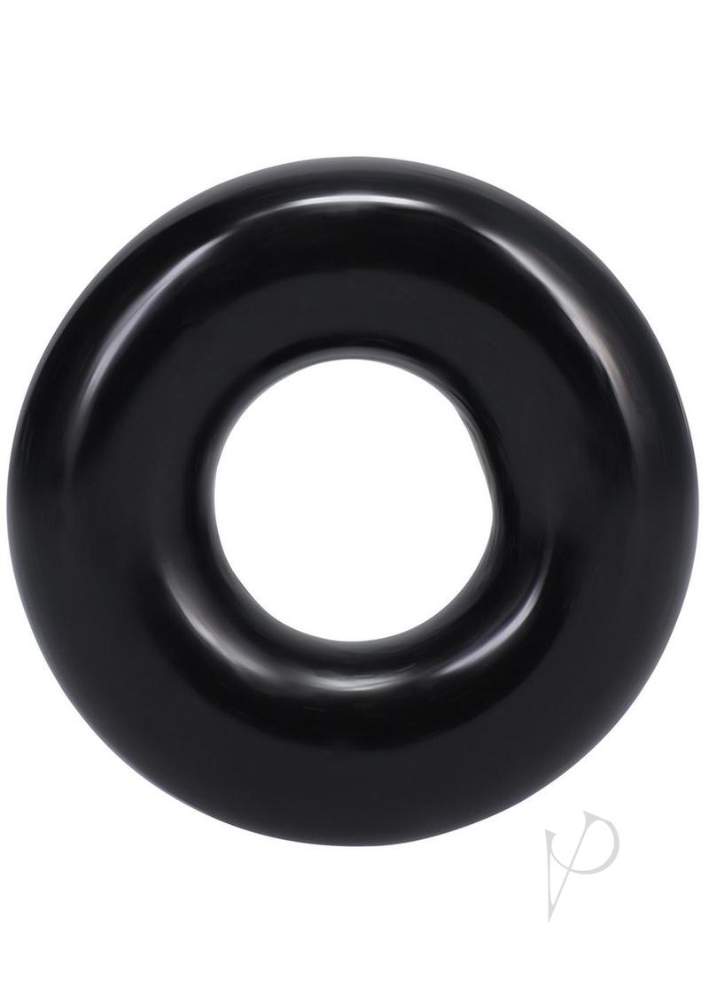 Rock Solid The 2X Donut Cock Ring Black, a stretchy and comfortable C-ring for improved erections.