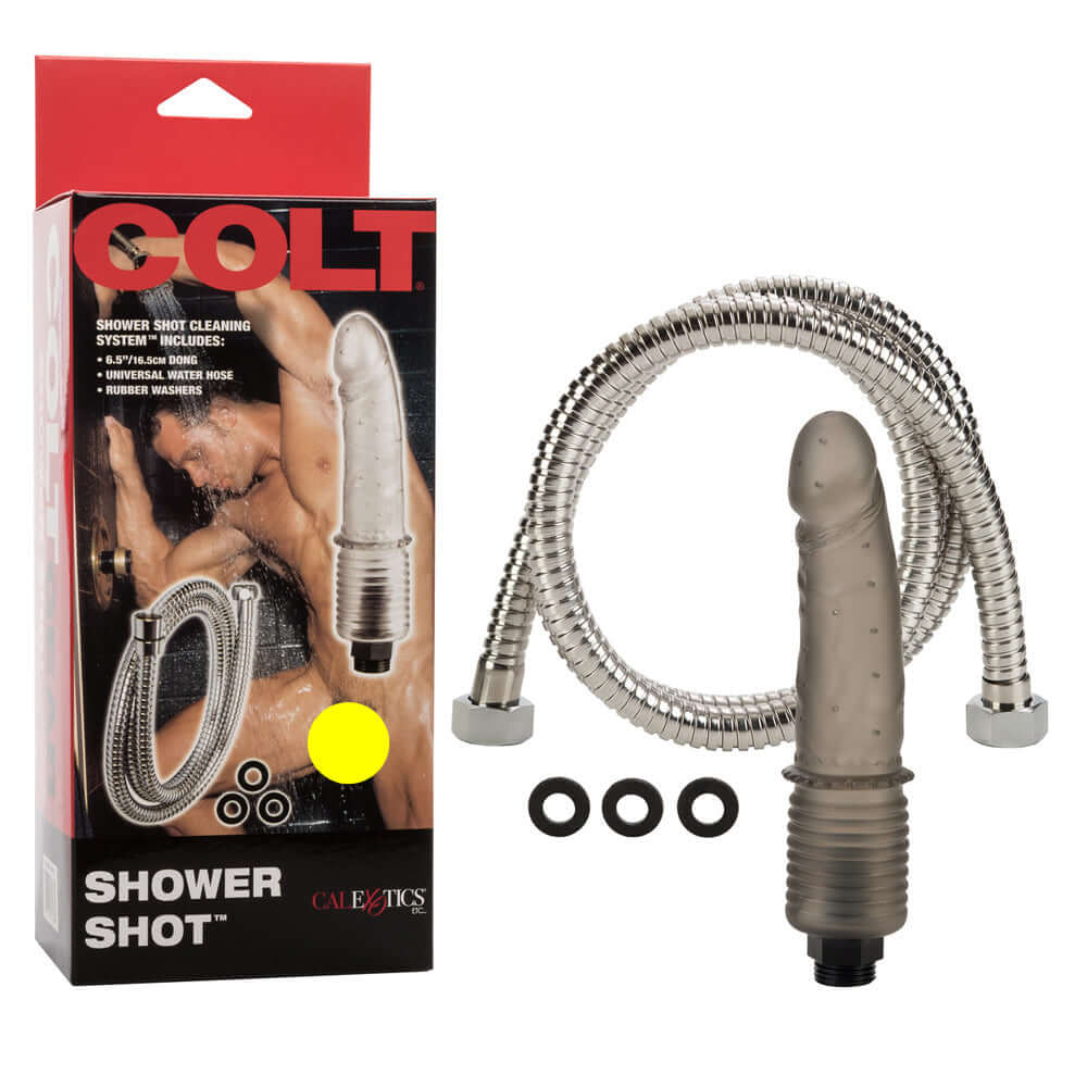 Colt Shower Shot Clear Anal Douche with hose and attachments for shower cleaning system