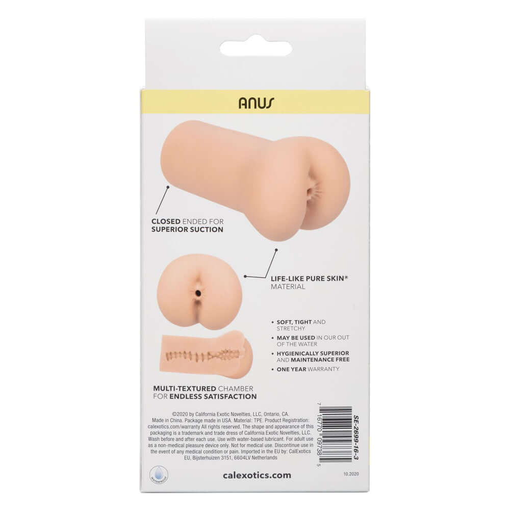 Boundless Anus Stroker Ivory packaging showcasing realistic design and features for enhanced pleasure.