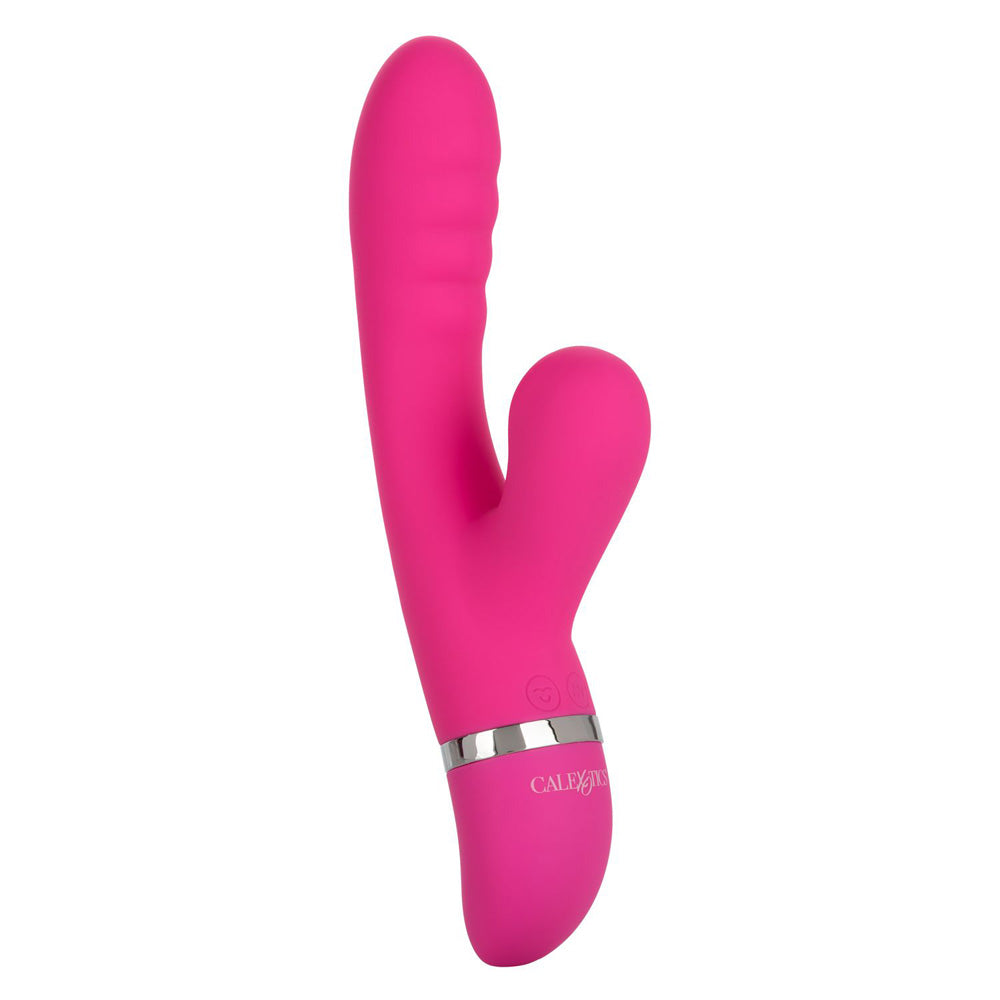 Foreplay Frenzy Pucker Suction Rabbit Vibrator in vibrant pink, designed for dual-action pleasure and stimulation.