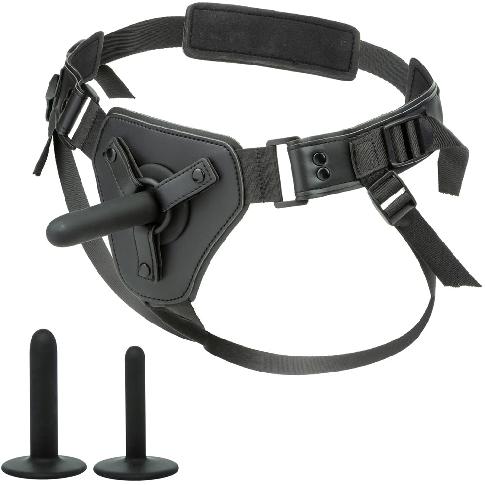 Onyxxx Peg & Play Silicone Pegging Kit Black featuring jock-style harness and interchangeable silicone probes
